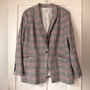 Talbots Plaid Blazer Classic Tailored Jacket Red & Black Check Size 14